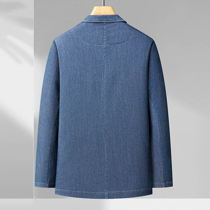 Herren Leichter Jeansblazer im Casual-Sakko-Stil, ungefüttert mit aufgesetzten Taschen Echo Archiv