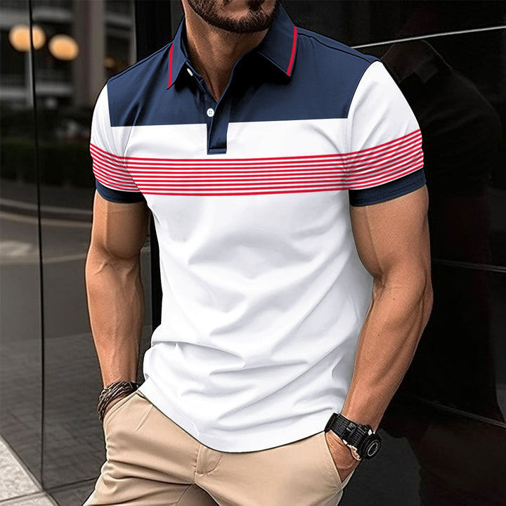 Herren Polo-Shirt mit modernem Karomuster und Knopfleiste Echoarchiv