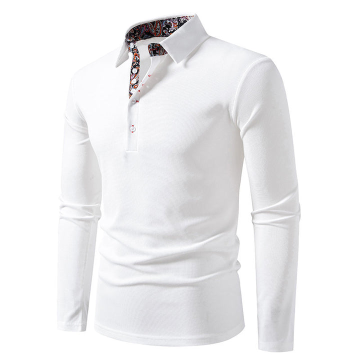 Herren Langarm Polohemd mit elegantem Design und kontrastierendem Kragen Echoarchiv