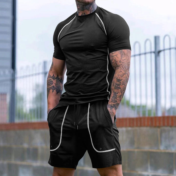 Herren sportliches Funktions-Kurzarmshirt und Shorts Set Echoarchiv