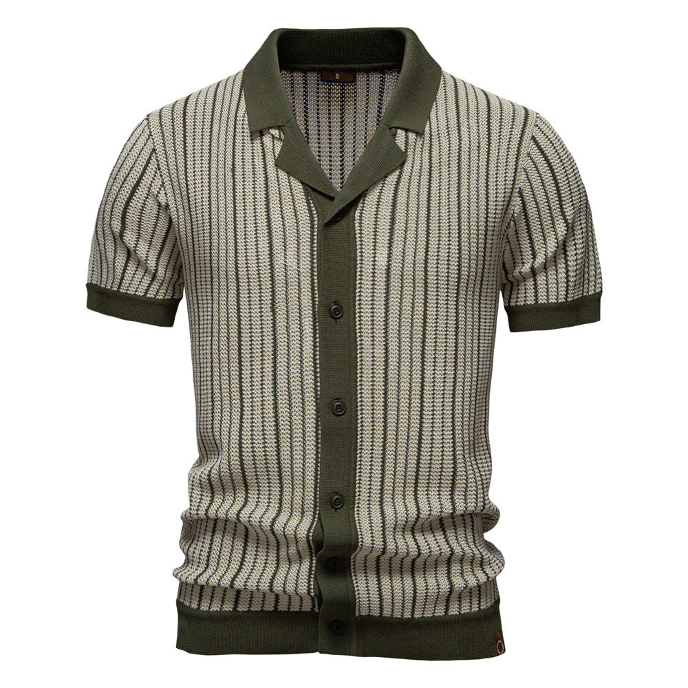 Herren Kurzarm-Poloshirt mit modernem Strickmuster und stilvollem Kragen Echoarchiv