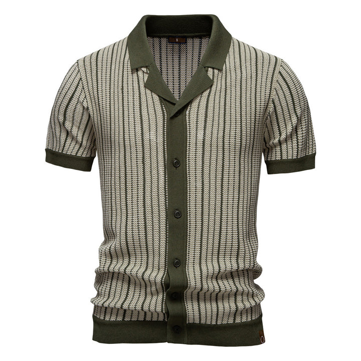 Herren Kurzarm-Poloshirt mit modernem Strickmuster und stilvollem Kragen Echoarchiv