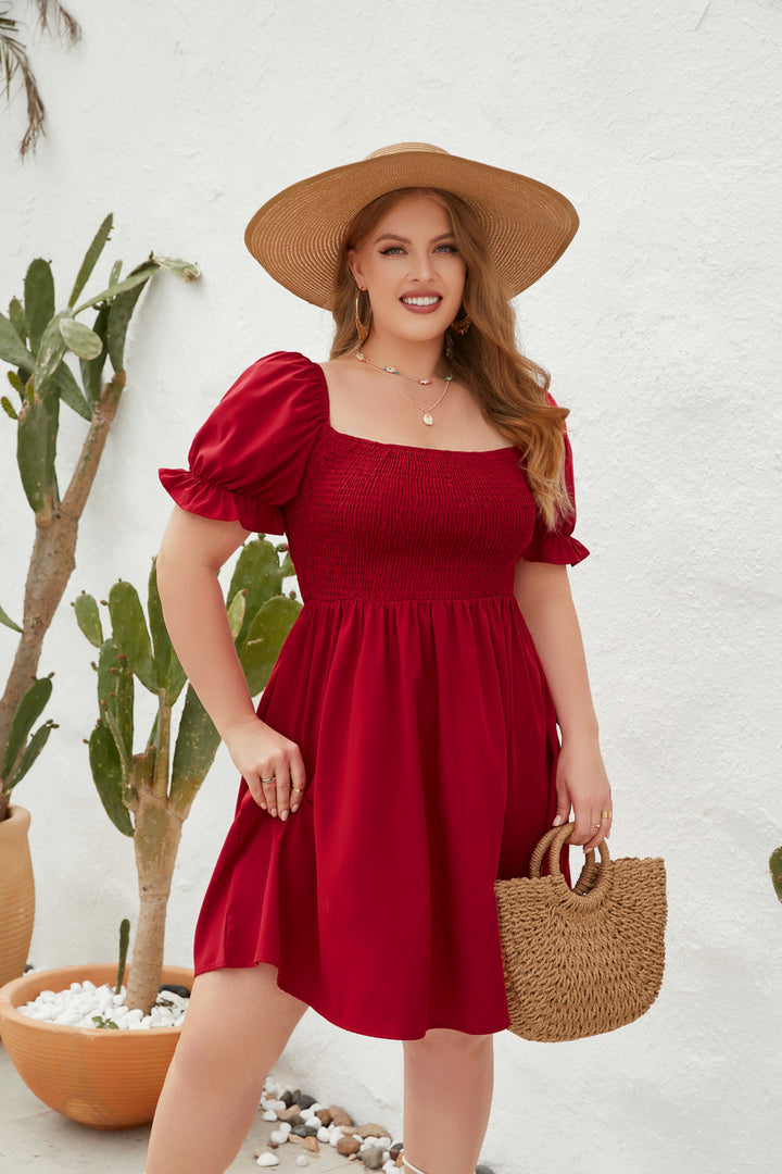 Damen Leichtes Sommerkleid mit schulterfreier Passform und voluminösen Puffärmeln Echo Archiv