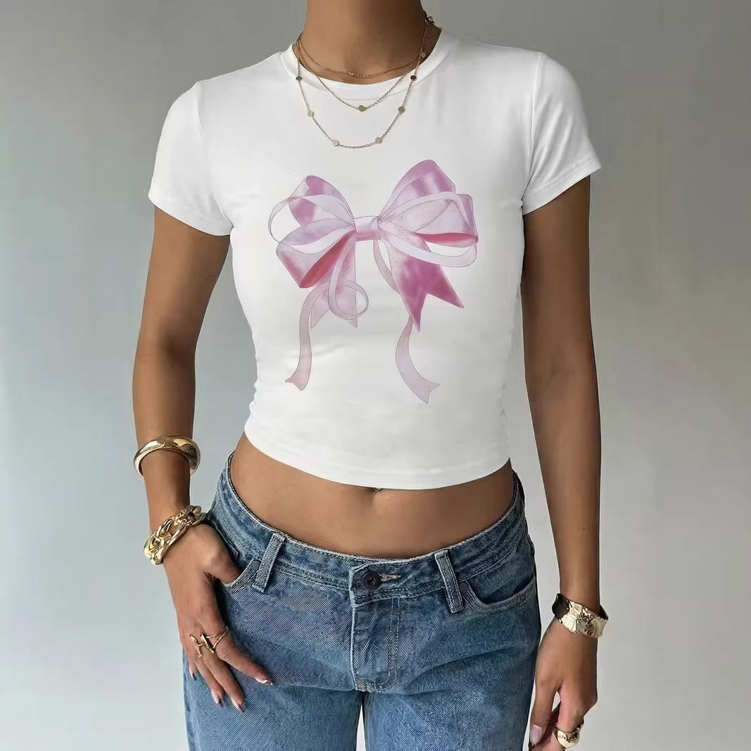 Damen Crop-Top mit zartem Schleifenmotiv Echo Archiv