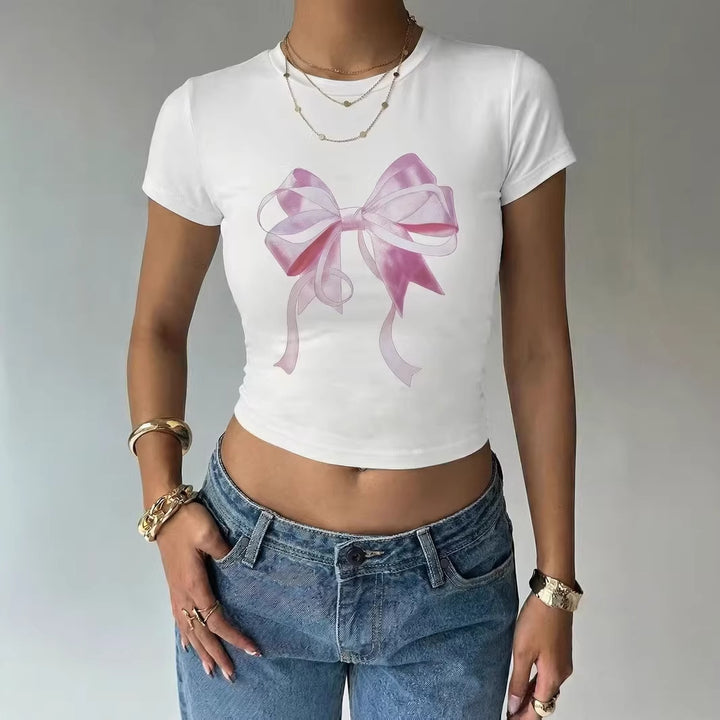 Damen Crop-Top mit zartem Schleifenmotiv Echo Archiv