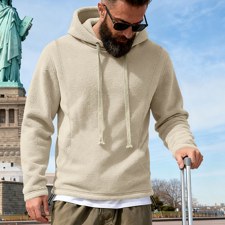 Herren Fleece-Hoodie mit Teddystruktur, Kapuze und entspannter Passform – Cavarno