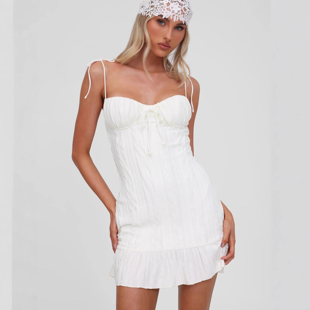 Damen Kleid mit verstellbaren Trägern und Rüschensaum Echo Archiv