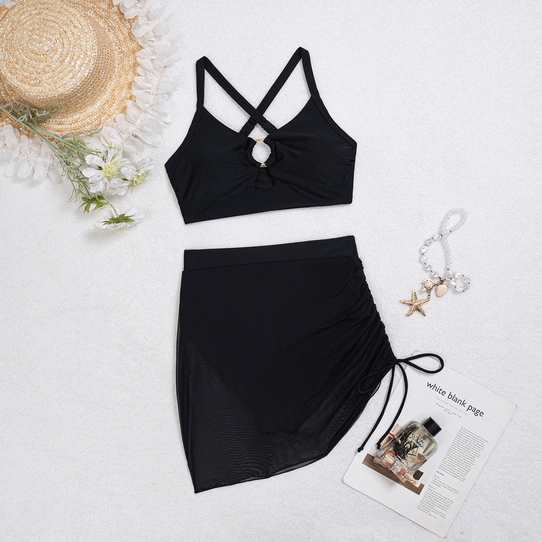 Damen Modischer Bikini mit transparentem Wickelrock Echo Archiv