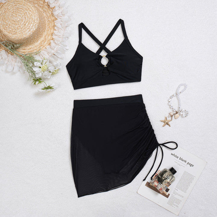Damen Modischer Bikini mit transparentem Wickelrock Echo Archiv