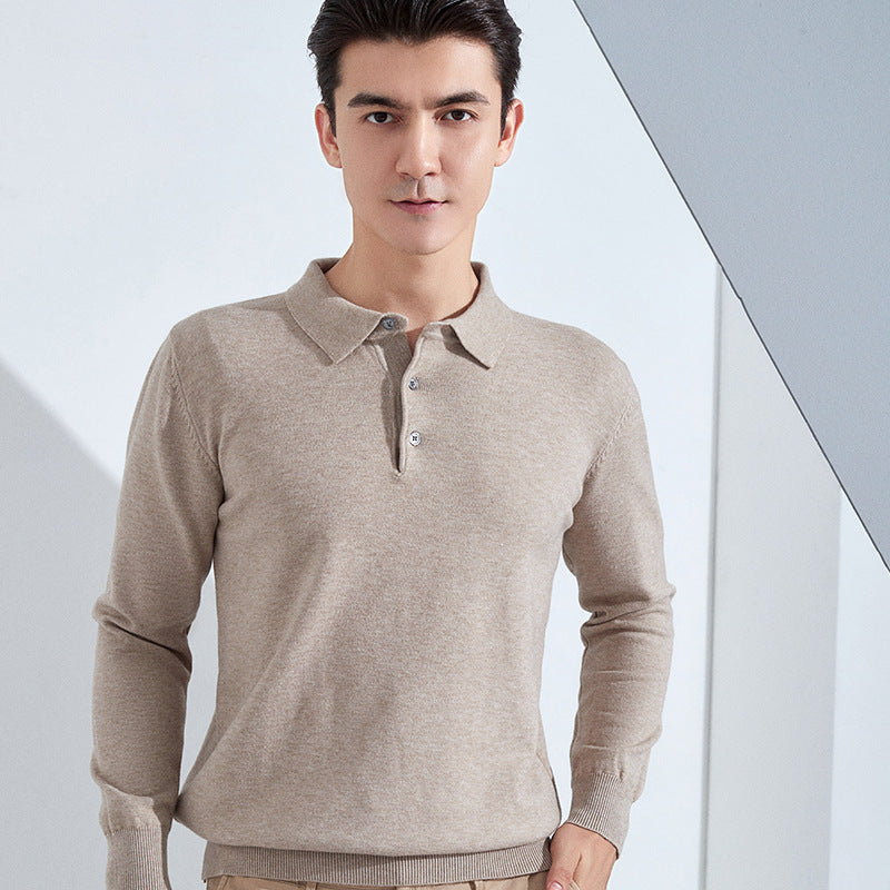 Herren Feiner Langarm-Poloshirt aus Feinstrick mit 3‑Knopf‑Leiste und schmaler Passform Echoarchiv