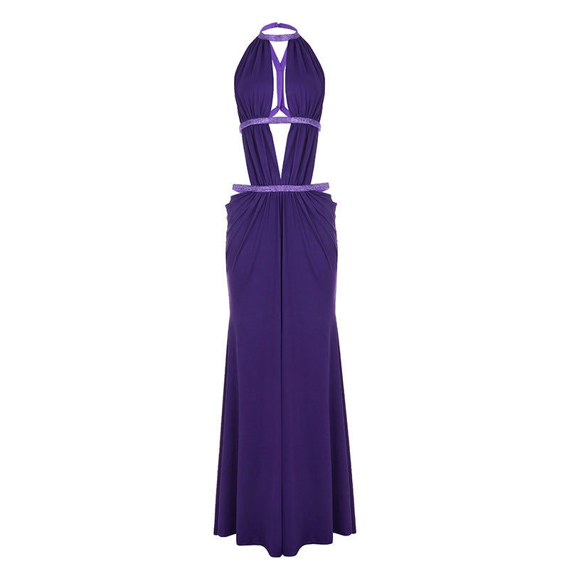 Damen Maxikleid mit tiefem V-Ausschnitt und elegantem Rückendetail Echo Archiv