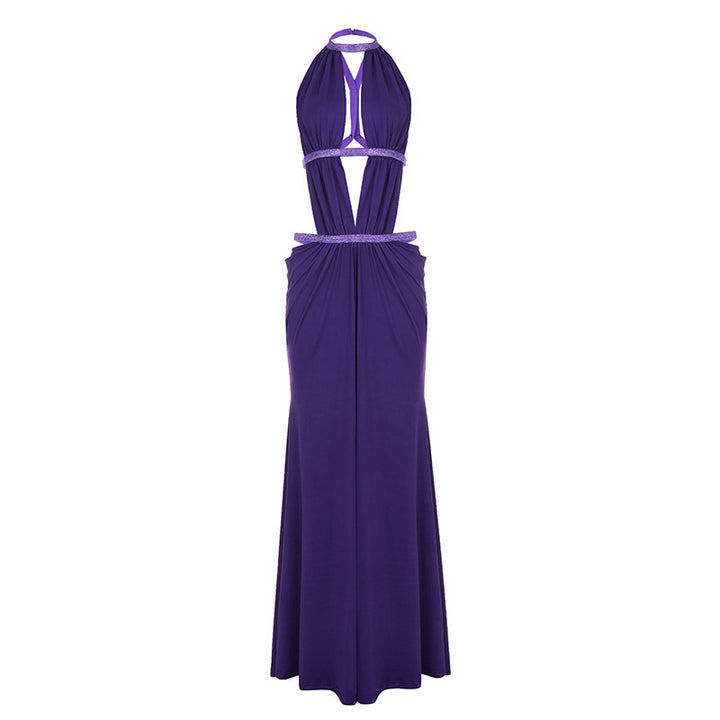 Damen Maxikleid mit tiefem V-Ausschnitt und elegantem Rückendetail Echo Archiv