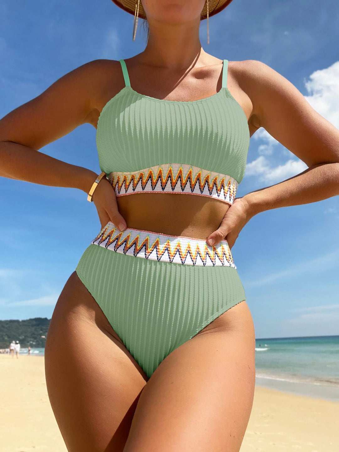 Damen Bunt gemusterter High-Waist Bikini Echo Archiv