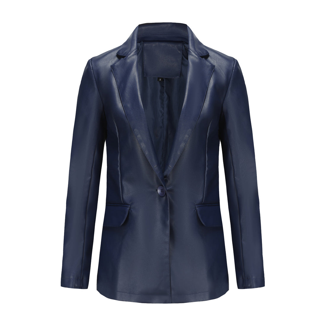 Damen taillierter Blazer aus Kunstleder mit Reverskragen und Pattentaschen – Valéne