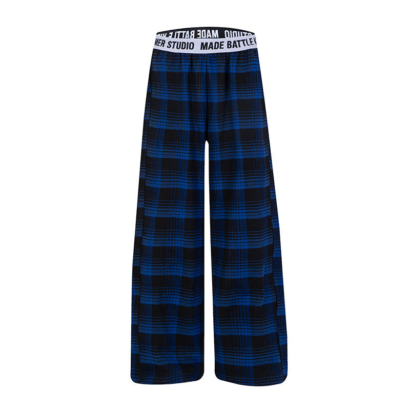 Damen Weite Lounge-Hose mit Karomuster und elastischem Logobund Echoarchiv