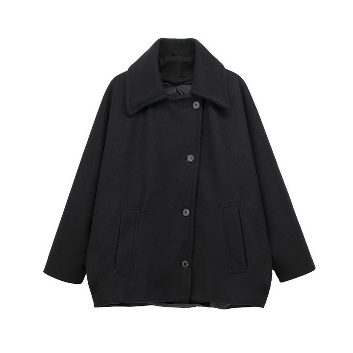 Damen Kurz geschnittener Oversize-Wollmix-Caban mit weitem Revers und kastiger Silhouette Echo Archiv