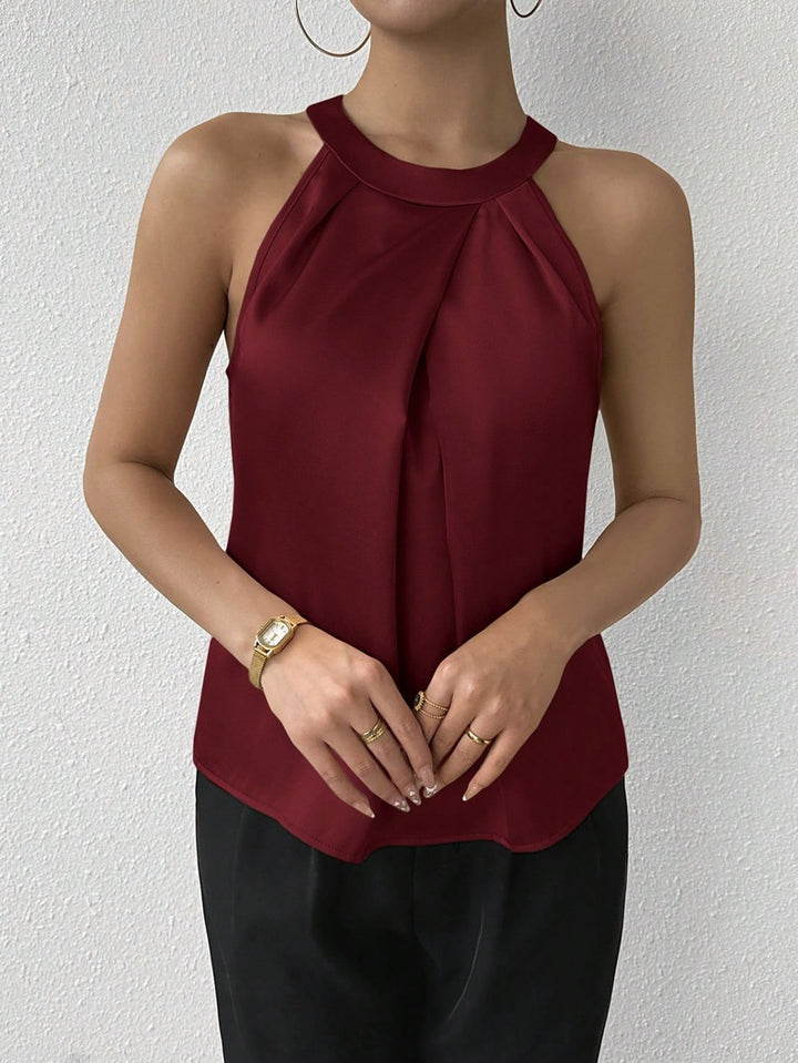 Damen Elegantes Top mit drapiertem U-Ausschnitt und High-End Satinfinish Echo Archiv