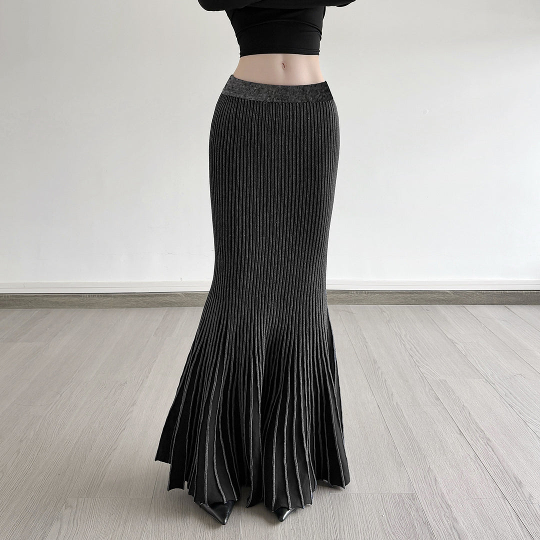 Damen Maxirock mit eleganter Rippenstruktur und modischem Glockenlauf Echo Archiv