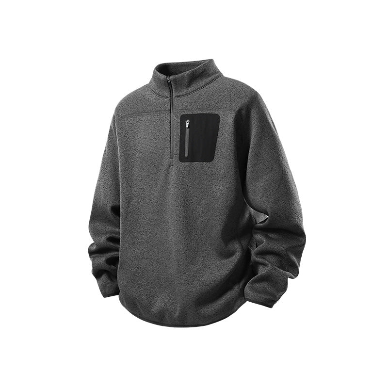 Herren Halbzip-Fleecepullover mit Brustreißverschlusstasche und Stehkragen Echo Archiv