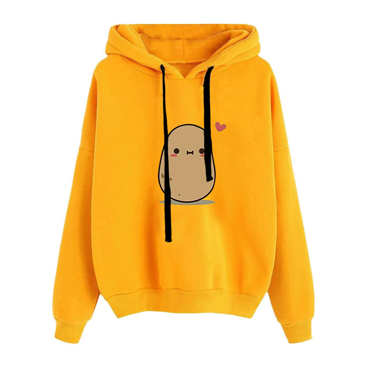 Damen lässiger Oversize Kapuzenpullover mit Herz‑und‑Pfotenprint, Kordelzug und gerippten Bündchen – Auréline