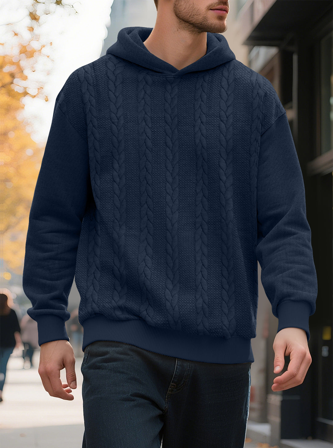 Herren Kapuzensweater mit innovativer Strickstruktur Echoarchiv