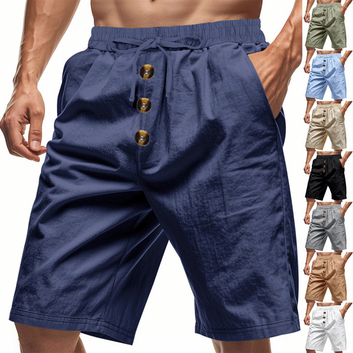 Herren Freizeit-Shorts mit dekorativen Knöpfen und elastischem Bund Echoarchiv
