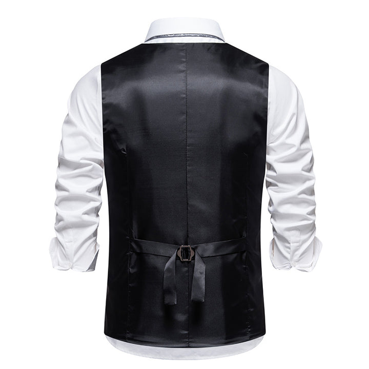 Herren elegante Weste mit schmalem Hahnentrittmuster und asymmetrischen Akzenten Echoarchiv