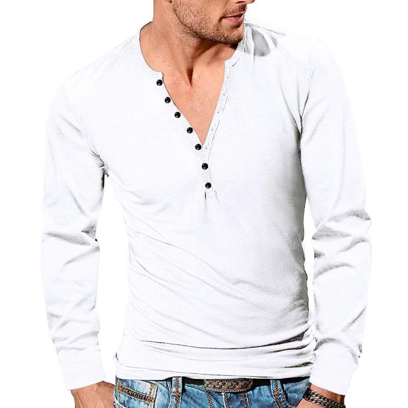 Herren Langarm-Henley-Shirt mit strukturierter Oberfläche und modischer Knopfleiste Echoarchiv