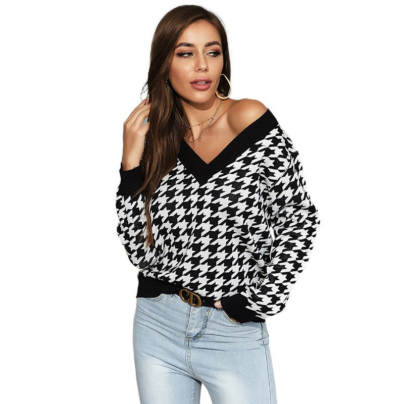 Damen Verspielter Pullover mit Karomuster Echo Archiv