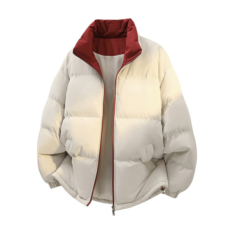 Unisex Oversize-Steppjacke mit hohem Kragen, zweifarbiger Innenfütterung & verstellbarem Saum Echoarchiv