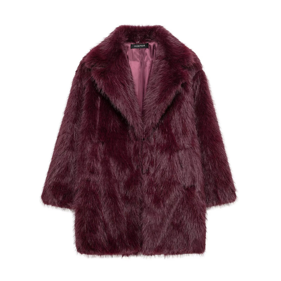 Damen Faux-Fur-Mantel mit Oversize-Schalkragen und langem, taillenfreiem Schnitt Echo Archiv