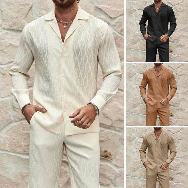 Herren eleganter Set mit feinem Strukturmuster und komfortablem Schnitt Echoarchiv
