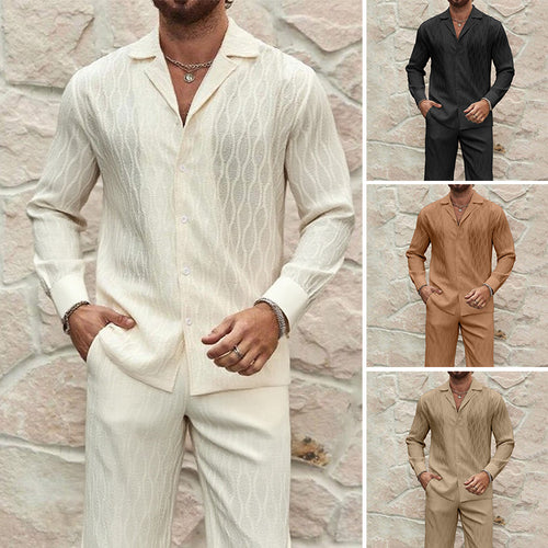 Herren eleganter Set mit feinem Strukturmuster und komfortablem Schnitt Echoarchiv