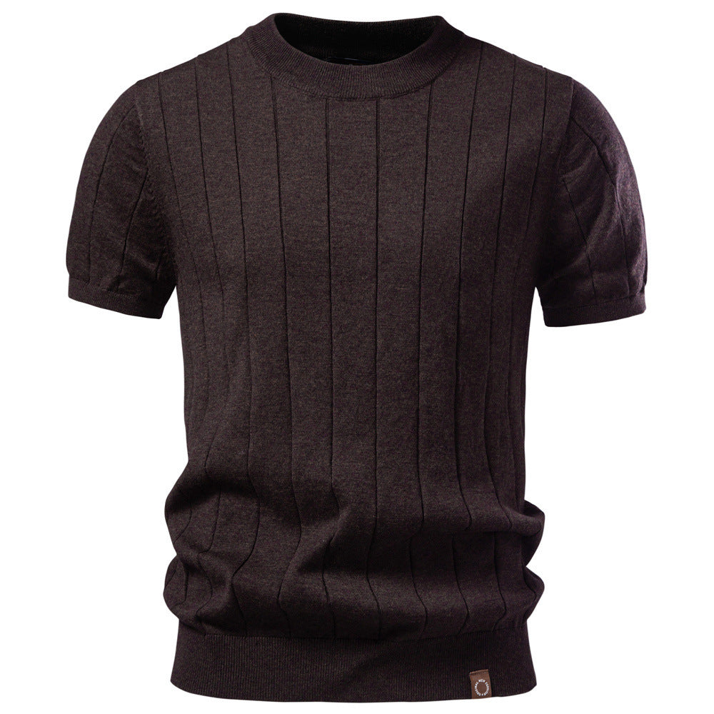 Herren nan leichter Kurzarm-Strickpullover mit feiner Rippenstruktur und Rundhalsausschnitt Echo Archiv