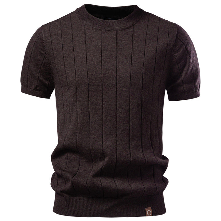 Herren nan leichter Kurzarm-Strickpullover mit feiner Rippenstruktur und Rundhalsausschnitt Echo Archiv