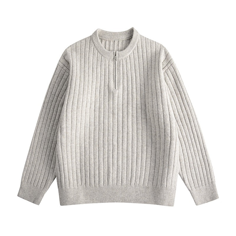 Herren Grobstruktur-Halbzip-Strickpullover mit Rippenstruktur Echoarchiv