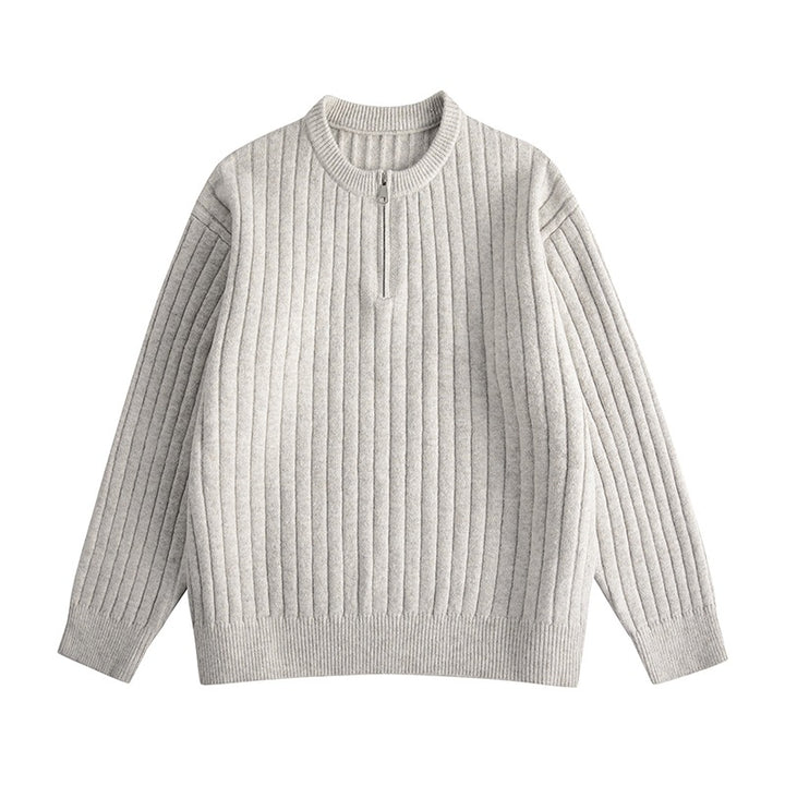 Herren Grobstruktur-Halbzip-Strickpullover mit Rippenstruktur Echoarchiv