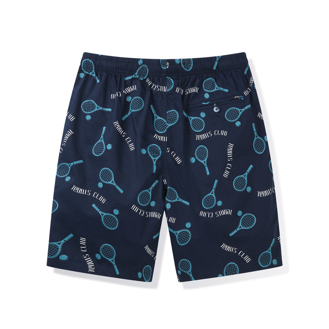 Herren Badeshorts mit Tennis-Motiv und elastischem Bund Echoarchiv