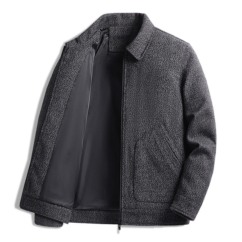 Herren Elegante strukturierte Übergangsjacke mit Hemdkragen und weich gefüttertem Innenfutter – Taviero