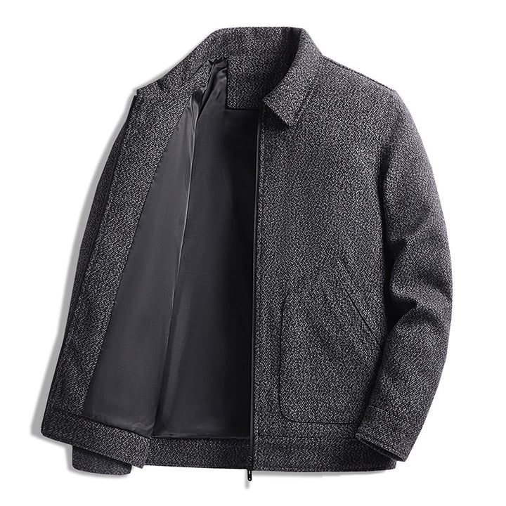 Herren Elegante strukturierte Übergangsjacke mit Hemdkragen und weich gefüttertem Innenfutter – Taviero