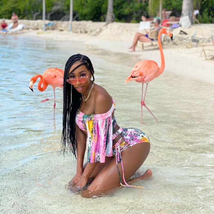 Damen Bikini-Set mit traumhaftem floralem Wickeldesign und hohem Beinausschnitt Echo Archiv