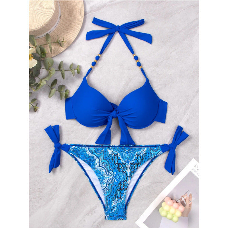 Damen Bikini-Set mit modischen Bindebändern und herausgearbeitetem Muster Echo Archiv