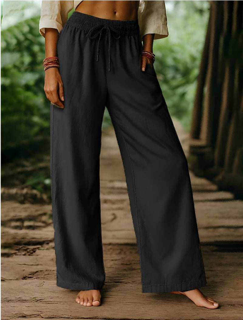 Damen Luftige Freizeithose mit weitem Schnitt und elastischem Bund Echo Archiv