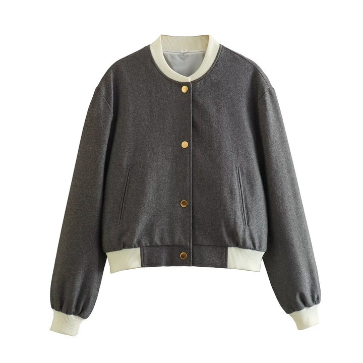 Damen nan cropped College-Bomber mit kontrastbündchen, verdeckter Druckknopfleiste und Leistentaschen Echo Archiv