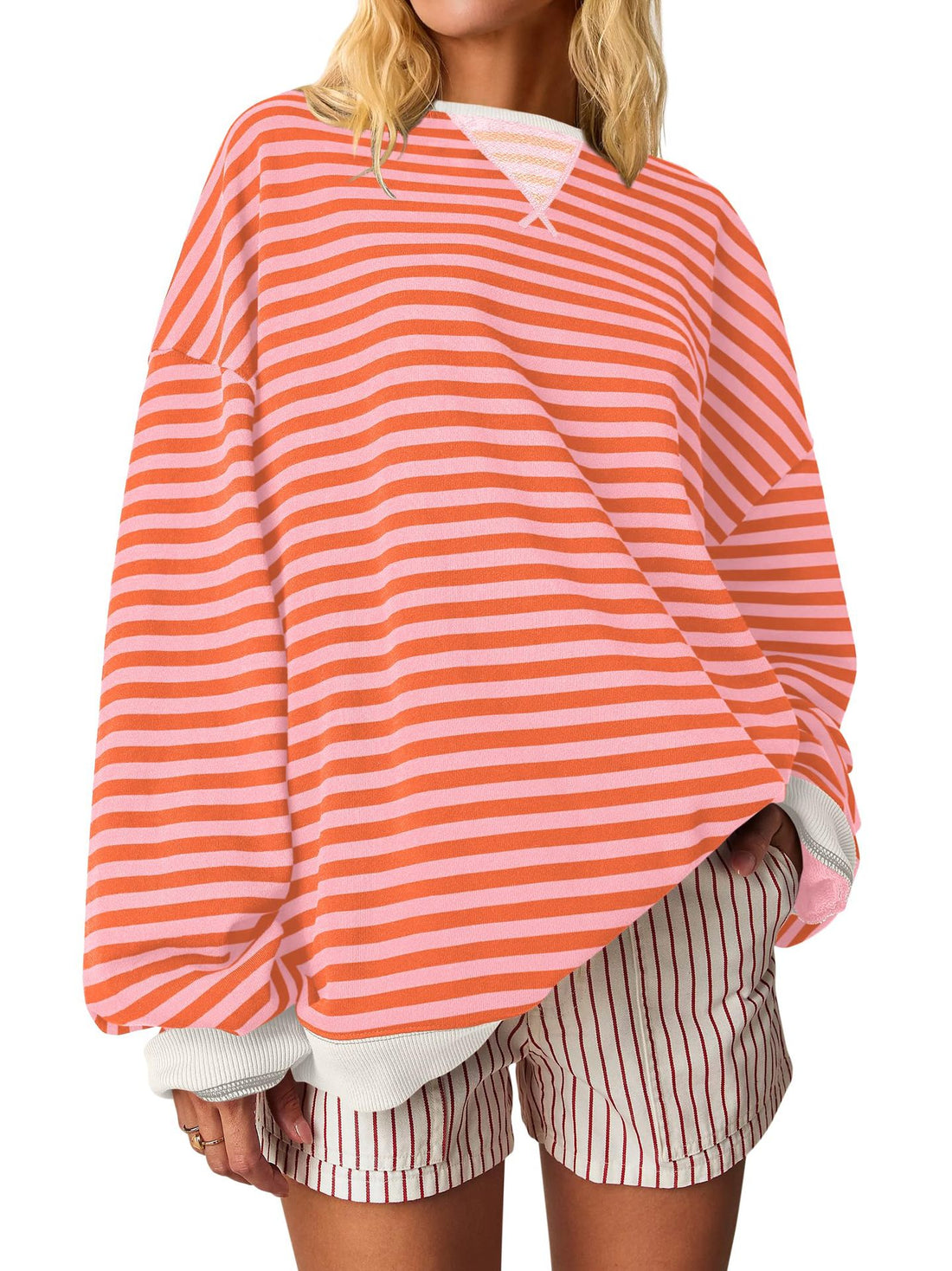 Damen Oversized gestreifter Sweatshirt – Mavelle
