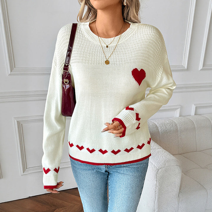 Damen Verspielter Strickpullover mit Herzmotiven Echo Archiv