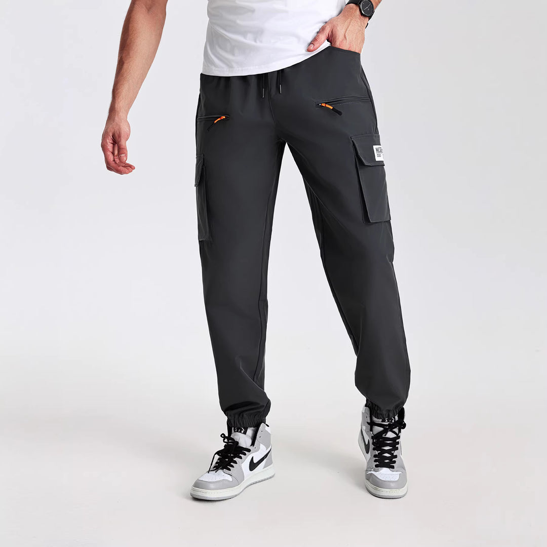 Herren Utility-Cargohose im Joggerstil mit elastischem Bund, Multifachtaschen & Reißverschlusstaschen Echo Archiv