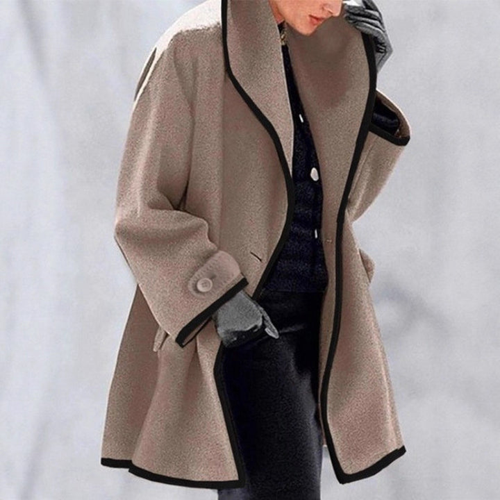 Damen nan oversize Bouclé Wollmix Mantel mit kontrastpaspeln und umgeschlagenem Kragen Echo Archiv