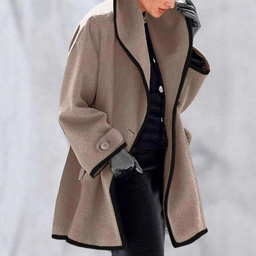 Damen nan oversize Bouclé Wollmix Mantel mit kontrastpaspeln und umgeschlagenem Kragen Echo Archiv