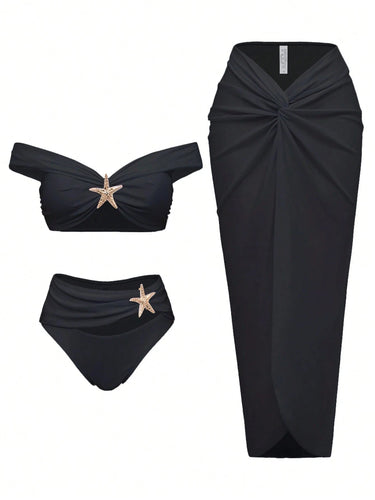 Damen Elegantes Bikiniset mit Wickelrock Echo Archiv